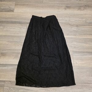 Skirt Intuitions Black Lace Maxi Skirt with Zipper Closure